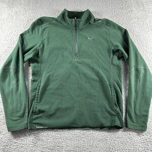 Nike Fleece 1/4 Zip Sweater Mens Medium‎ Green Therma Fit Lightweight Shirt